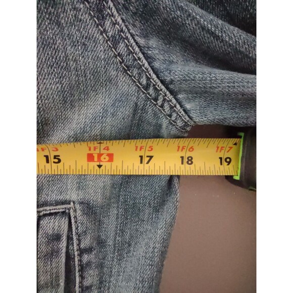 American Eagle Womens Sz M Denim Jacket Med Wash Faded Jean Button Up Pockets - Picture 8 of 9